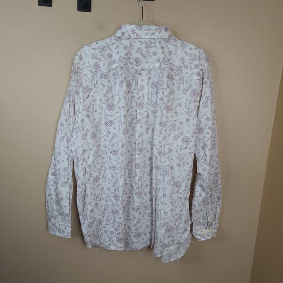Duluth Plus Wrinklefighter Button Up Shirt White Lavendar Floral Plus Size 1X - Picture 6 of 9